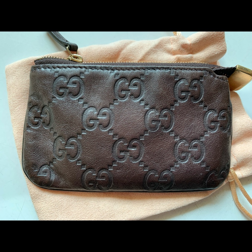 Gucci leather key pouch card holder keychain